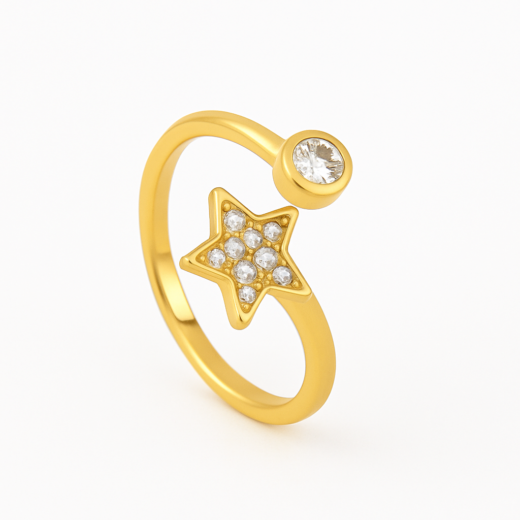 Lunar Phase | Star & Moon CZ Ring