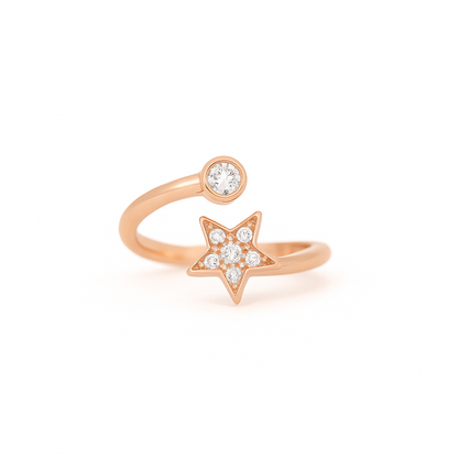 Lunar Phase | Star & Moon CZ Ring