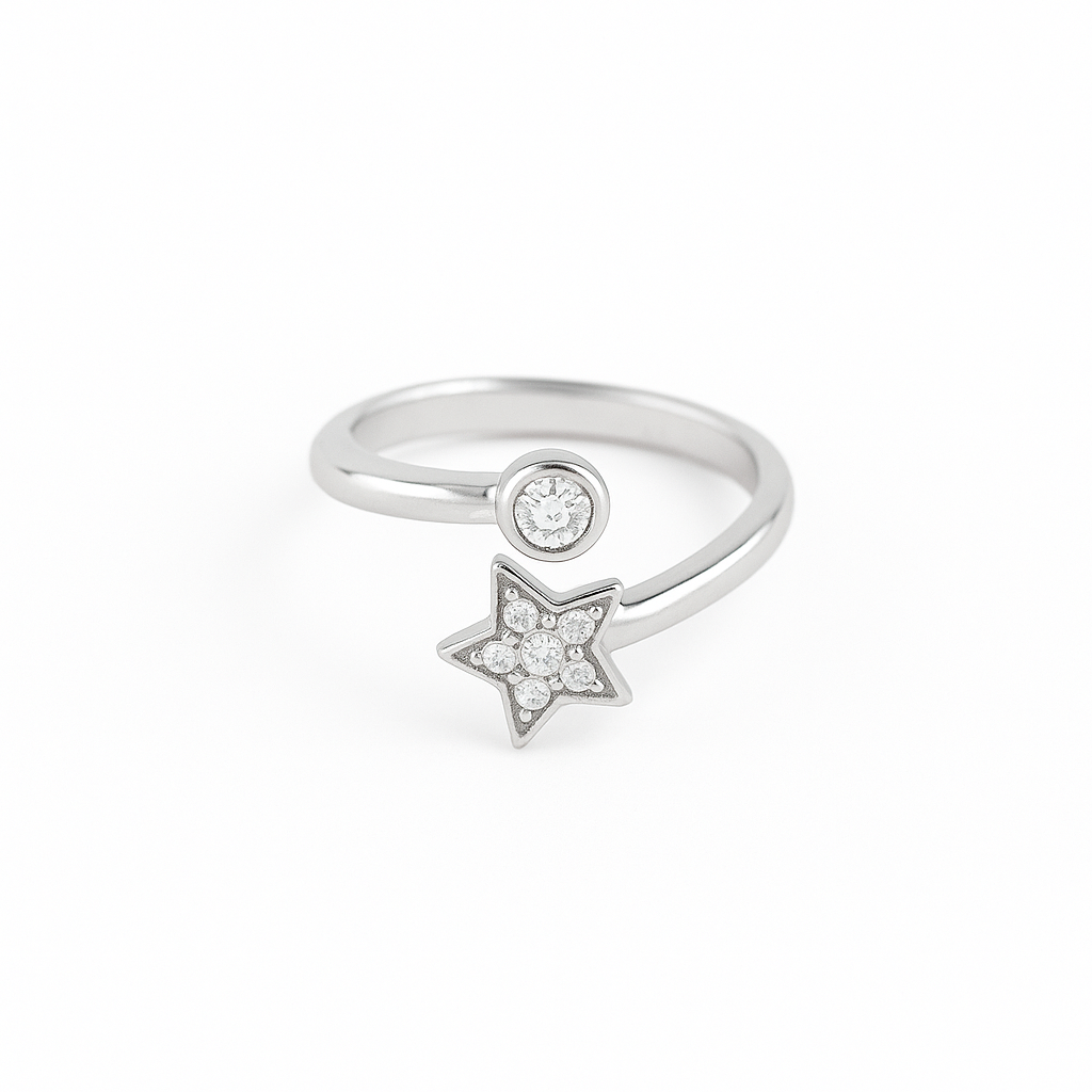 Lunar Phase | Star & Moon CZ Ring