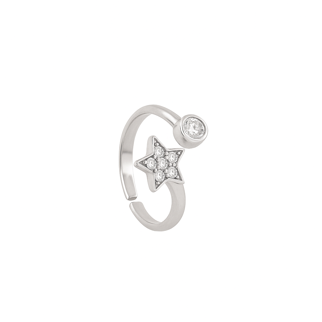 Lunar Phase | Star & Moon CZ Ring