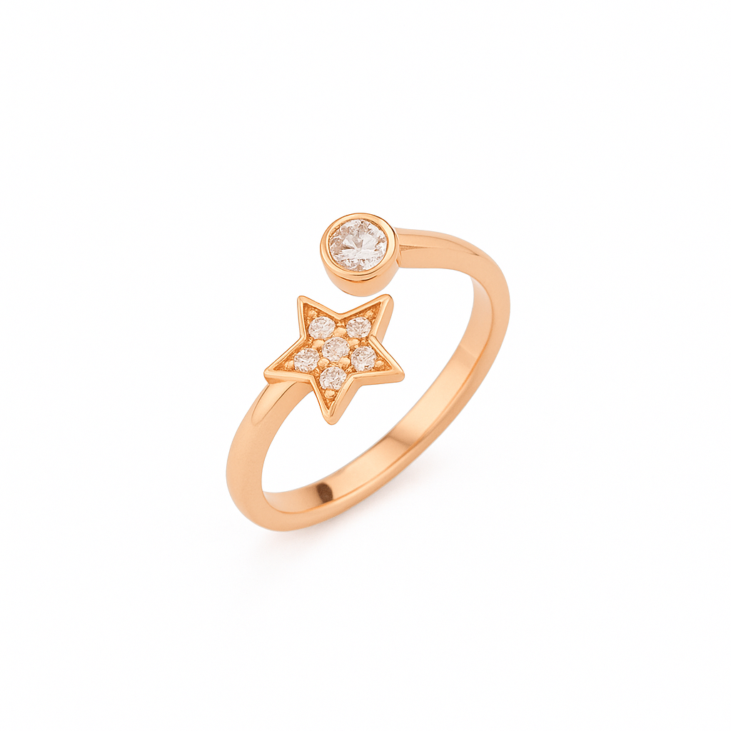 Lunar Phase | Star & Moon CZ Ring