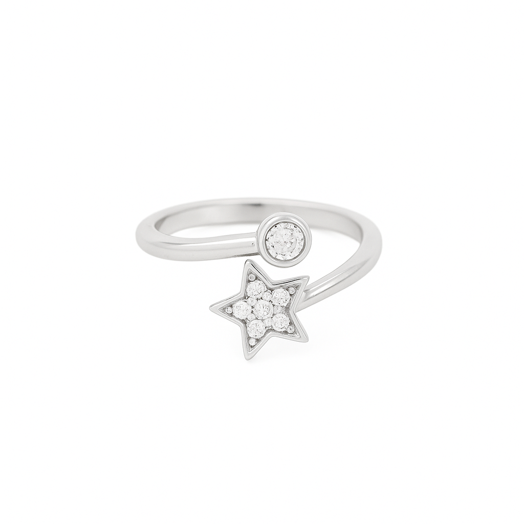 Lunar Phase | Star & Moon CZ Ring
